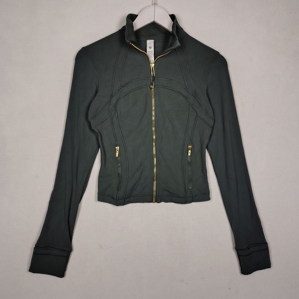 Lululemon Define Jacket Dark Green Gold Hardware LW3IT2S Size 4